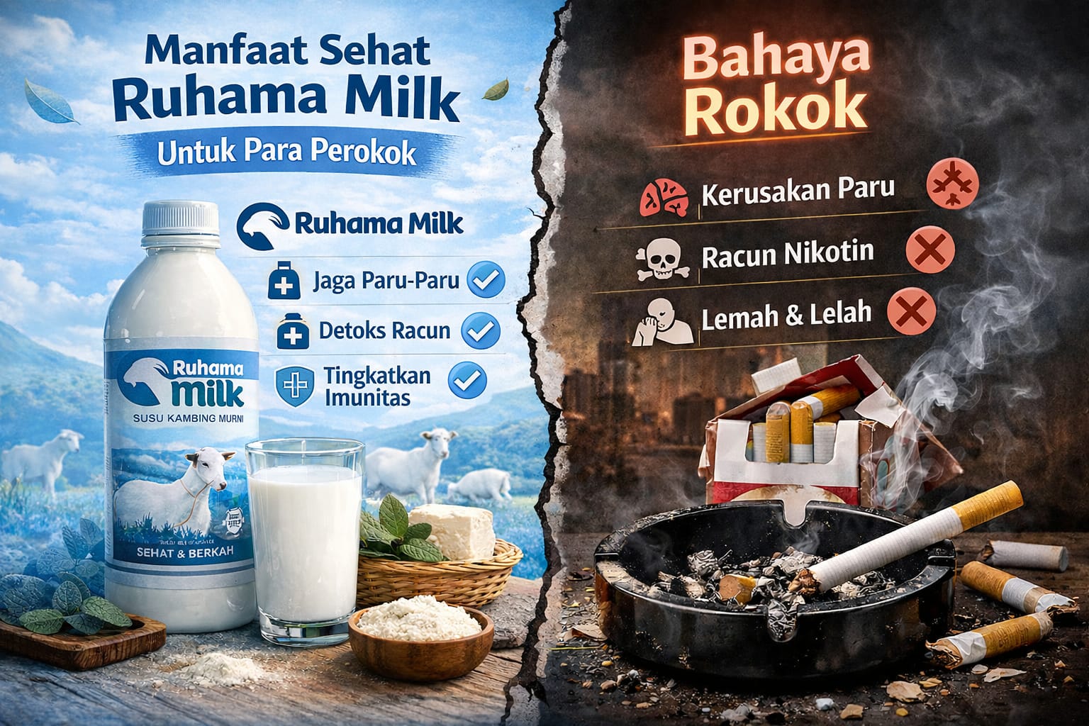 MANFAAT SUSU KAMBING RUHAMA MILK UNTUK PEROKOK AKTIF