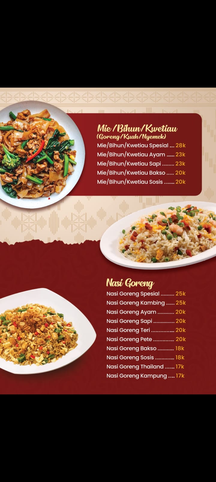 NASI GORENG / MIE / BIHUN / KWETIAU